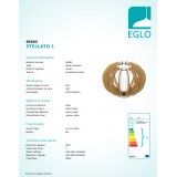 EGLO 95603 | Stellato Eglo stolna svjetiljka 21,5cm sa prekidačem na kablu 1x E27 javor, bijelo, poniklano mat