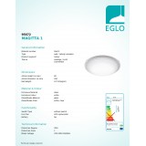 EGLO 95672 | Magitta-1 Eglo zidna, stropne svjetiljke svjetiljka okrugli 1x LED 950lm 3000K bijelo, prozirna