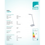 EGLO 95694 | Cajero Eglo stolna svjetiljka 50cm sa tiristorski dodirnim prekidačem jačina svjetlosti se može podešavati, USB utikač, elementi koji se mogu okretati 1x LED 550lm 4000K srebrno, bijelo