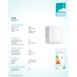 EGLO 95747 | Alea-2 Eglo zidna svjetiljka 1x LED 320lm 3000K krom, bijelo