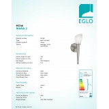 EGLO 95748 | Mara-2 Eglo zidna svjetiljka s prekidačem 1x G9 200lm 3000K poniklano mat, bijelo