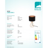 EGLO 95787 | Carlton Eglo stolna svjetiljka 30,5cm sa prekidačem na kablu 1x E14 crveni bakar, crno