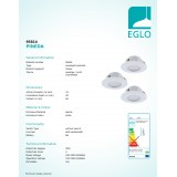 EGLO 95814 | Pineda Eglo ugradbena svjetiljka jačina svjetlosti se može podešavati, trodijelni set Ø78mm 3x LED 1500lm 3000K bijelo