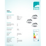 EGLO 95815 | Pineda Eglo ugradbena svjetiljka jačina svjetlosti se može podešavati, trodijelni set Ø78mm 3x LED 1500lm 3000K krom