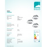 EGLO 95822 | Pineda Eglo ugradbena svjetiljka okrugli trodijelni set Ø78mm 3x LED 1500lm 3000K IP44/20 krom