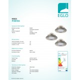 EGLO 95823 | Pineda Eglo ugradbena svjetiljka okrugli trodijelni set Ø78mm 3x LED 1500lm 3000K IP44/20 poniklano mat
