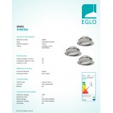 EGLO 95853 | Pineda Eglo ugradbena svjetiljka okrugli trodijelni set, pomjerljivo Ø84mm 3x LED 1500lm 3000K poniklano mat