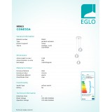 EGLO 95913 | Conessa Eglo visilice svjetiljka 3x GU10 750lm 3000K krom, prozirna