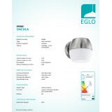 EGLO 95982 | Oncala Eglo zidna svjetiljka 1x LED 950lm 3000K IP44 plemeniti čelik, čelik sivo, bijelo