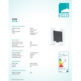 EGLO 95988 | Sitia Eglo zidna svjetiljka četvrtast 2x LED 1100lm 3000K IP44 antracit, bijelo