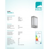 EGLO 95989 | Ralora Eglo zidna svjetiljka četvrtast sa senzorom 1x LED 1000lm 3000K IP44 plemeniti čelik, čelik sivo, bijelo