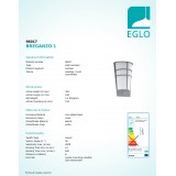 EGLO 96017 | Breganzo Eglo zidna svjetiljka sa senzorom 2x LED 360lm 3000K IP44 srebrno, bijelo