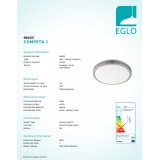 EGLO 96033 | Competa-1 Eglo zidna, stropne svjetiljke svjetiljka okrugli 1x LED 2500lm 3000K bijelo, poniklano mat