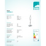 EGLO 96105 | Lasana-1 Eglo stolna svjetiljka 46cm sa prekidačem na kablu 2x LED 1000lm 3000K krom, bijelo