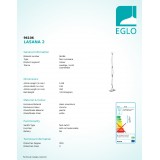 EGLO 96106 | Lasana-1 Eglo podna svjetiljka 142cm sa nožnim prekidačem 4x LED 4000lm 3000K krom, bijelo
