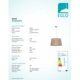 EGLO 96193 | Sendero Eglo visilice svjetiljka 1x E27 javor, poniklano mat