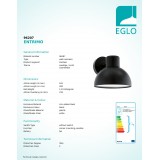 EGLO 96207 | Entrimo Eglo zidna svjetiljka 1x E27 IP44 crno, bijelo