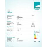 EGLO 96257 | Tindori Eglo visilice svjetiljka 1x E27 poniklano mat, bijelo