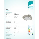 EGLO 96392 | Puyo Eglo zidna, stropne svjetiljke LED panel četvrtast 1x LED 1200lm 3000K poniklano mat, krom, bijelo