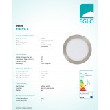 EGLO 96408 | Fueva-1 Eglo ugradbene svjetiljke LED panel okrugli jačina svjetlosti se može podešavati Ø225mm 1x LED 1600lm 3000K poniklano mat, bijelo