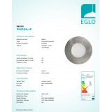 EGLO 96415 | Pineda-IP Eglo ugradbena svjetiljka Ø78mm 1x LED 500lm 3000K IP44/20 poniklano mat, opal