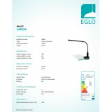 EGLO 96437 | Laroa Eglo svjetiljke sa štipaljkama svjetiljka sa tiristorski dodirnim prekidačem fleksibilna, jačina svjetlosti se može podešavati 1x LED 550lm 4000K crno, opal
