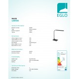 EGLO 96438 | Laroa Eglo stolna svjetiljka 32,5cm sa tiristorski dodirnim prekidačem fleksibilna, jačina svjetlosti se može podešavati 1x LED 550lm 4000K crno