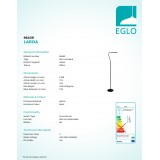 EGLO 96439 | Laroa Eglo podna svjetiljka 130cm sa tiristorski dodirnim prekidačem fleksibilna, jačina svjetlosti se može podešavati 1x LED 550lm 4000K crno