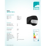 EGLO 96454 | Eglo sa senzorom PIR 180° elementi koji se mogu okretati IP44 crno