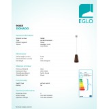 EGLO 96468 | Donado Eglo visilice svjetiljka 1x E27 poniklano mat, smeđe