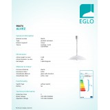 EGLO 96474 | Alvez Eglo visilice svjetiljka s podešavanjem visine 1x E27 bijelo, prozirna