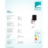 EGLO 96483 | Eglo-Pasteri-BC Eglo zidna svjetiljka s prekidačem fleksibilna 1x E27 + 1x LED 380lm crno mat, mesing, poniklano mat