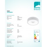 EGLO 96851 | Leganes Eglo stropne svjetiljke svjetiljka okrugli jačina svjetlosti se može podešavati 1x LED 3000lm 3000K bijelo