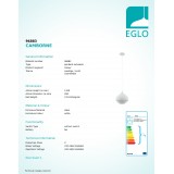 EGLO 96883 | Camborne Eglo visilice svjetiljka 1x E27 bijelo