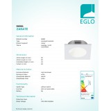 EGLO 96901 | Zarate Eglo ugradbena svjetiljka četvrtast 80mm 1x LED 200lm 3000K bijelo