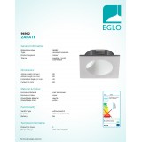 EGLO 96902 | Zarate Eglo ugradbena svjetiljka četvrtast 80mm 1x LED 200lm 3000K srebrno, bijelo