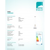 EGLO 96982 | Sabinar Eglo visilice svjetiljka 1x E27 bijelo, smeđe