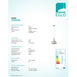 EGLO 96985 | Sabinar Eglo visilice svjetiljka 1x E27 antik srebrna, smeđe