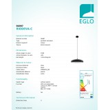EGLO 96997 | EGLO-Connect-Moneva Eglo visilice smart rasvjeta jačina svjetlosti se može podešavati, promjenjive boje 1x LED 3400lm 2700 <-> 6500K crno, bijelo
