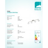 EGLO 97004 | Litago-Crystal Eglo spot svjetiljka elementi koji se mogu okretati 4x LED 1400lm 3000K poniklano mat, bijelo