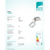 EGLO 97006 | Litago Eglo spot svjetiljka elementi koji se mogu okretati 1x LED 350lm 3000K poniklano mat, bijelo