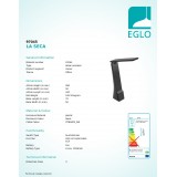 EGLO 97045 | La-Seca Eglo stolna svjetiljka 26cm sa tiristorski dodirnim prekidačem jačina svjetlosti se može podešavati, sa podešavanjem temperature boje, elementi koji se mogu okretati, USB utikač 1x LED 170lm 3000 <-> 5000K crno