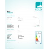 EGLO 97077 | Cabado Eglo svjetiljke sa štipaljkama svjetiljka sa tiristorski dodirnim prekidačem fleksibilna, jačina svjetlosti se može podešavati 1x LED 80lm 3000K bijelo