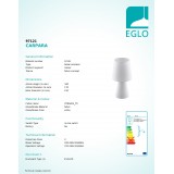 EGLO 97121 | Carpara Eglo stolna svjetiljka 34cm sa prekidačem na kablu 2x E14 bijelo