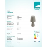EGLO 97124 | Carpara Eglo stolna svjetiljka 34cm sa prekidačem na kablu 2x E14 taupe