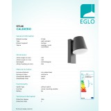 EGLO 97146 | Caldiero Eglo zidna svjetiljka 1x E27 IP44 antracit, bijelo