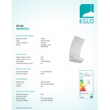 EGLO 97149 | Monteu Eglo zidna svjetiljka 1x LED 450lm 3000K IP44 bijelo