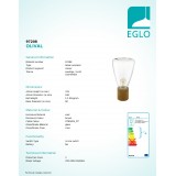 EGLO 97208 | Olival Eglo stolna svjetiljka 33,5cm sa prekidačem na kablu 1x E27 smeđe, prozirna