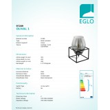 EGLO 97209 | Olival-1 Eglo stolna svjetiljka 30,5cm sa prekidačem na kablu 1x E27 crno, dim