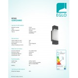 EGLO 97222 | Gorzano Eglo zidna svjetiljka oblik cigle 1x LED 500lm 3000K IP44 antracit, saten